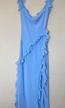 House Of CB  'Ariela' Soft Blue Ruffle Maxi Dress NWOT size L