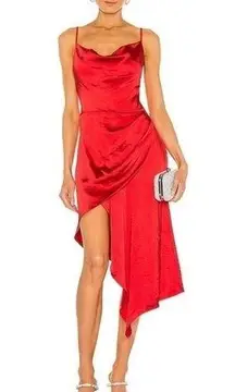 Elliatt x Revolve Jacinda Dress Asymmetrical Adjustable Cowl Neck Red Small