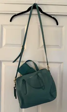 Fossil Purse Leather Teal Crossbody with Matching Wallet