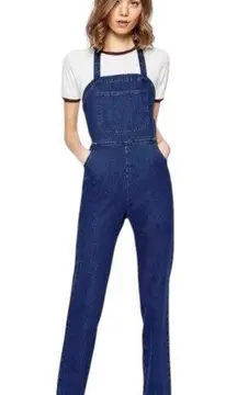 ASOS jean dungarees halter neck tie back dark denim cotton overalls jumpsuit 14