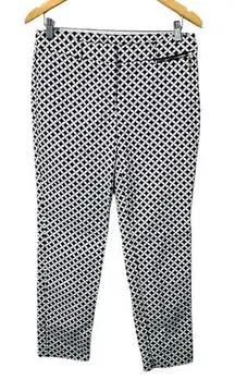 Anne Klein Geometric Print Ankle Pants Blue White‎ Pattern Women Size Large