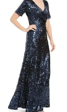 Blue Sequin Maxi Dress