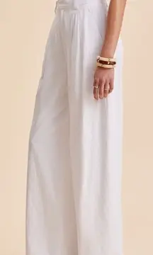 Commense Wide Leg Pleated White Cotton Pants High Waist Pants Size M