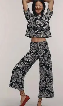 ANTHROPOLOGIE Maeve The Ettie High Rise Wide Leg Crop Pants Floral Size 27 NEW
