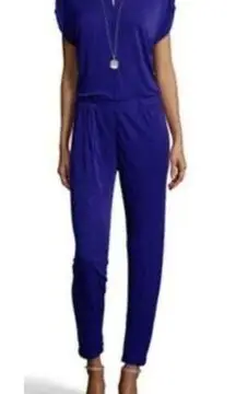 Shoshanna  Stretch Woven Aleena Jersey Jumpsuit Cosmic Blue Women’s Size 4 New