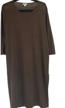 J. Jill Brown Linen Blend 3/4 Sleeve Midi layering tunic Relaxed Fit XL knit