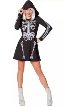 Spirit Size 1x Adult Skeleton Hooded Dress