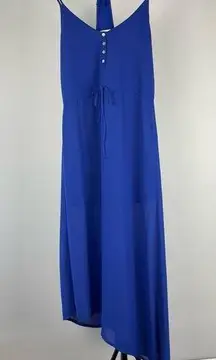 Rory Beca Blue Chiffon Asymmetrical Hem Racerback Dress