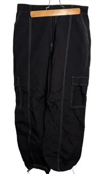 Brooklyn Karma Windbreaker Cargo Pants Black White Contrast Stitch M