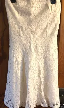 Off White Lace Strapless dress