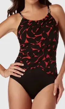 Magicsuit Petal Pusher Lisa One-Piece Swimsuit‎ Red Black  Size US 14