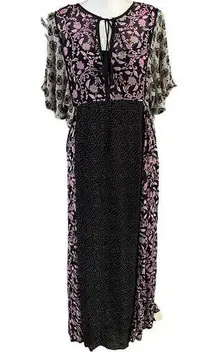 ASOS Size 10 Chiffon Floral Print Patchwork Maxi Dress Boho FLAW