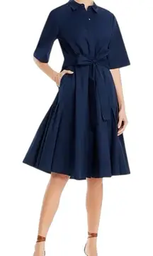 New Kobi Halperin Tiffany Belted Shirt Dress Navy Button‎ Front Size Small $498