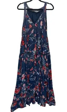 Hummingbird Boho Floral Maxi Dress/Tiers, Crotchet, Lined, Sleeveless/Cottage Sm
