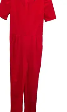 NWT Aqua Women’s V-Neck Full Length Jumpsuit in Red Size M