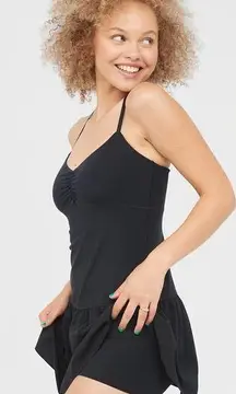 Womens Black Real Me Ruched Exercise Dress