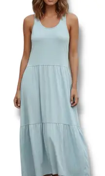 Anthropologie SUNDRY Womens Sleeveless Mint Green Tiered Flowy Maxi Dress Size M