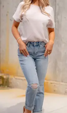 Judy Blue Women's Star pocket Boyfriend Cuffed Jeans‎ Sz 30