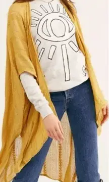 Free People Sequin Daydream Kimono Duster Gold Yellow OS Whimsigoth Witchy