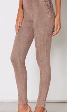 Jluxlabel Lace Up Stretch faux suede leggings casual skinny pants