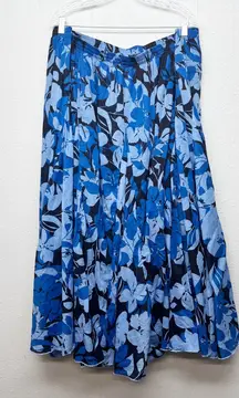 Jessica London Pull On Womens Skirt 32W Dark Floral Forest Fairy Beachy Nautical