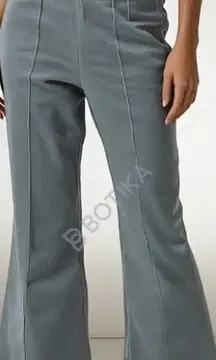 Aerie Ribbed Flare Pants Pastel Blue Front Seam‎ Soft No Pockets Lounge Boho M