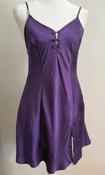 90s vintage Victoria's Secret | Gold Label purple silk Chemise Slit Extra Small