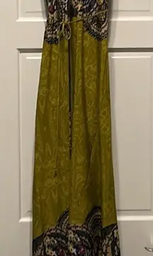 Hello miss-strapless paisley, satin  maxi dress L