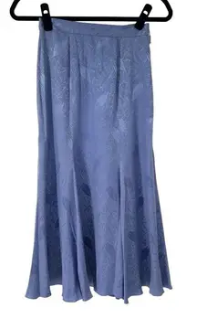 Oleg Cassini‎ Blue 100% Silk Midi Skirt Sz XS Women’s