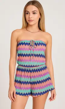 Victoria’s Secret Zigzag Metallic Knit Romper Size S