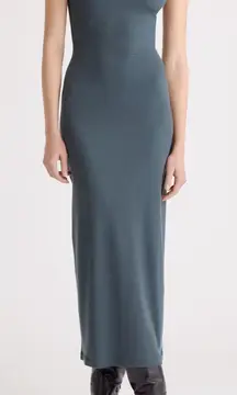 Quince Tencel Rib Knit Sleeveless Tank Midi Dress Dark Olive Large