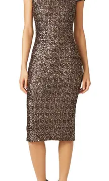 Slate & Willow Dress Womens Large Gold Silver Sequin Party Midi NYE Holiday