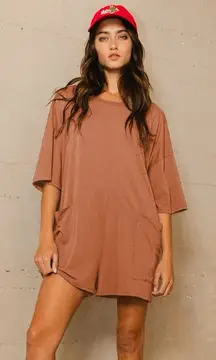 Bucket List Rust Short Sleeve Oversized Romper