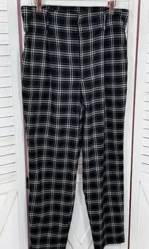 Hollister 90s Plaid Flannel Ultra High Rise Cropped Mom Pants Black Large