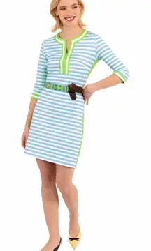 Gretchen Scott Dress XS The Hinckley Stripe Split Neck Short Shift‎ Retro Preppy