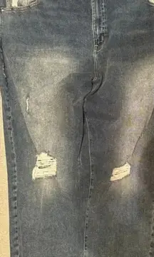 Lane Bryant women’s‎ magic waist high rise straight distressed rip plus jeans 26