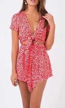 NWT Princess Polly Virgo Tie Front Romper‎ Red size 8