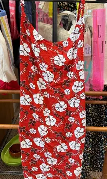 Y2K Blue Sky Red and White Floral Dress