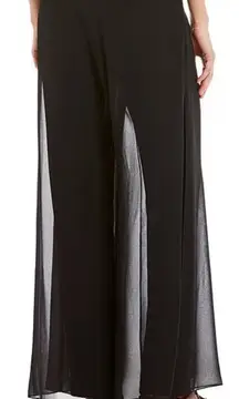 Alex Evenings Georgette Chiffon Wide Leg Mid Rise Flowy Pants Womens Medium NEW‎