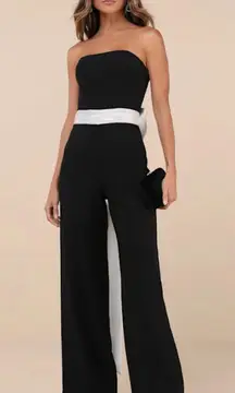 Black Jumpsuit White Bow