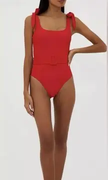 Beach Riot  Sydney Belted One-Piece Swimsuit Size Size Medium Retail $168 Red