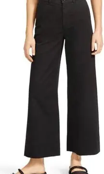 Everlane Women's The Lightweight Wide Leg Crop Stretch Cotton Pants in Black 6