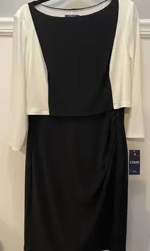 Chaps by Ralph Lauren Women’s Popover Dress XL Black/Ivory Colorblock NEW