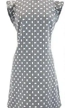 Eliza J  Gingham Mini Dress Womens 10 Polka Dot Ruffle Preppy Brunch Feminine