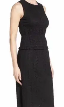 Classiques Entier Black Womens 6 Sleeveless Dress Eyelet Elastic Lace Waistband