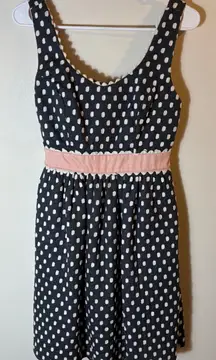 Judith March Polka Dot Fit & Flare Dress Pink Waist Bow‎ Back Size Large