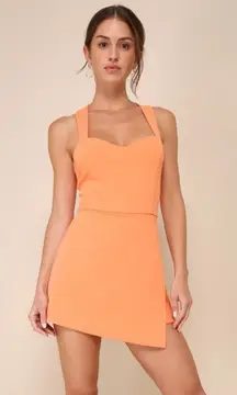 Lulus Latest Crush NWT size XL Orange Sleeveless Backless‎ Skort Romper Mini