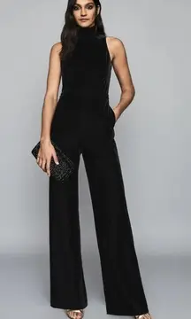 Reiss Dori velvet high neck jumpsuit size 10T