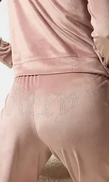 Juicy Couture bling rhinestones logo COCO KISS Velour Lounge wear 2pieces set M