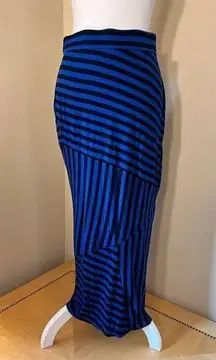 Apt 9 Blue Black Asymmetrical Striped Maxi Skirt Petite Small